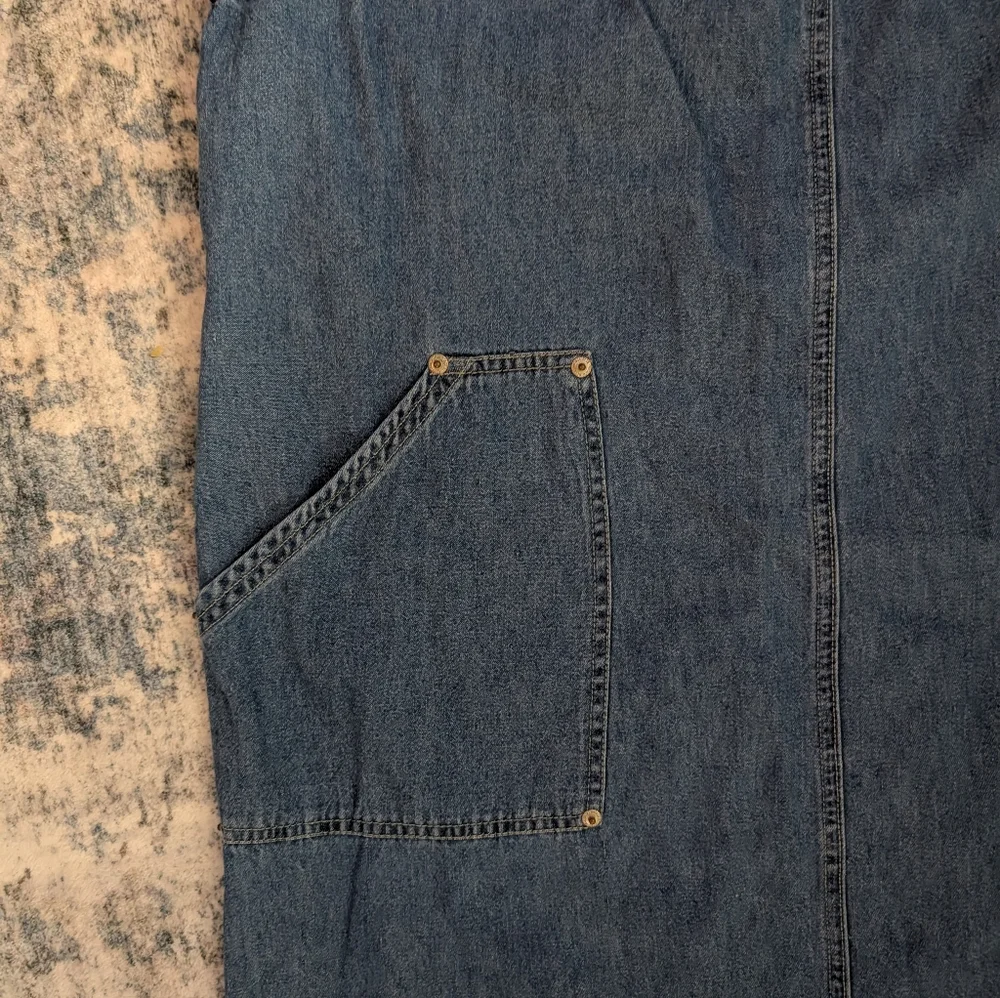 NWT Vintage Blue Founded 1989 Women's Denim Jumper Dress Tie Back Pinafore Sz 16 - Picture 3 of 9